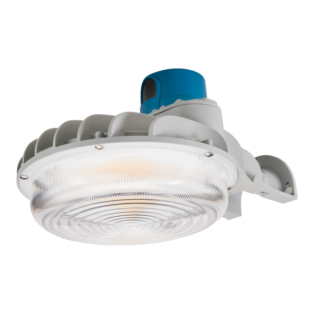 60W Dusk to Dawn LED Area Light feat. Power Select & Color Select. 60/40/30W, 120-277V Input, 3000/4000/5000K. Includes NEMA Type 3-pin Twist Lock Photocell, Type V Optics, 0-10V Dimmable. Standard Gray Housing