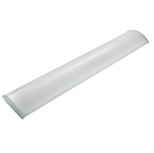 4ft Curved Wrap Fixture feat. Power Select & Color Select, 44/28/18W, 120-277V Input, 3500/4000/5000K, Frosted Lens, 0-10V Dimming