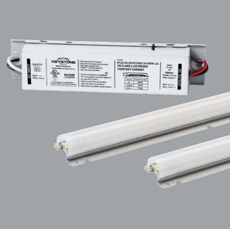 Linear LED Retrofit Kit, 4000K, 120-277V Input, 0-10V Dimming, Power Selectable between 18W, 24W, and 31W, Includes (2) 22in Alumagroove Modules, (2) 22in Lenses, (1) LED Driver, and (1) bag of assorted mounting hardware