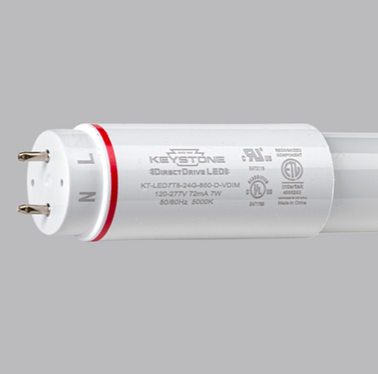 10.5W LED T8 Tube, Shatter-Proof Coated Glass, 120-277V, Input, 4ft., 4000K, Direct Drive, 0-10V Dimmable (Pack of 25)